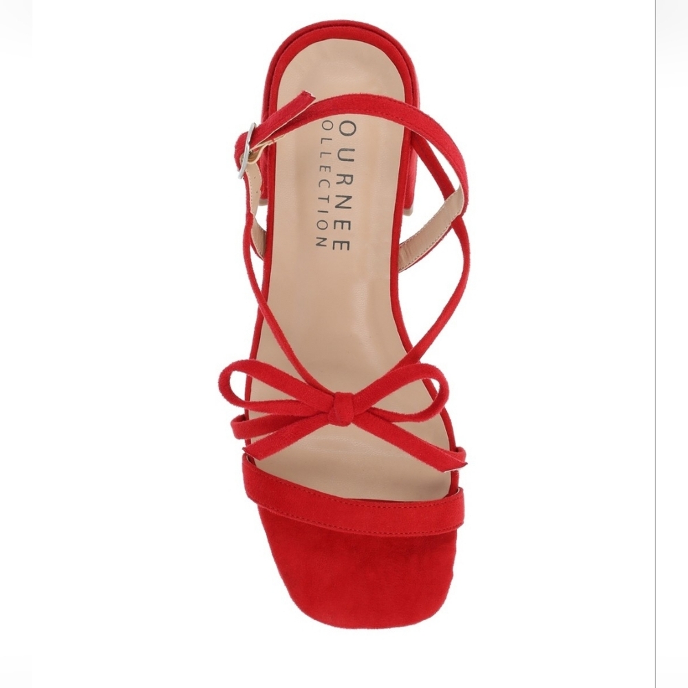 Journee Collection Red Bow Sandals, 6M, NIB - Picture 8 of 10